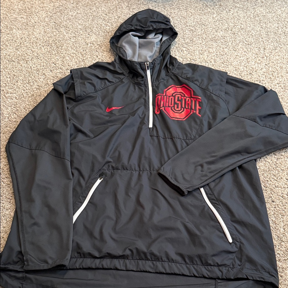 Nike Black and Red Ohio State Windbreaker